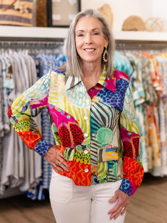 Artistic Print Button Front Jacket by Claire Desjardins