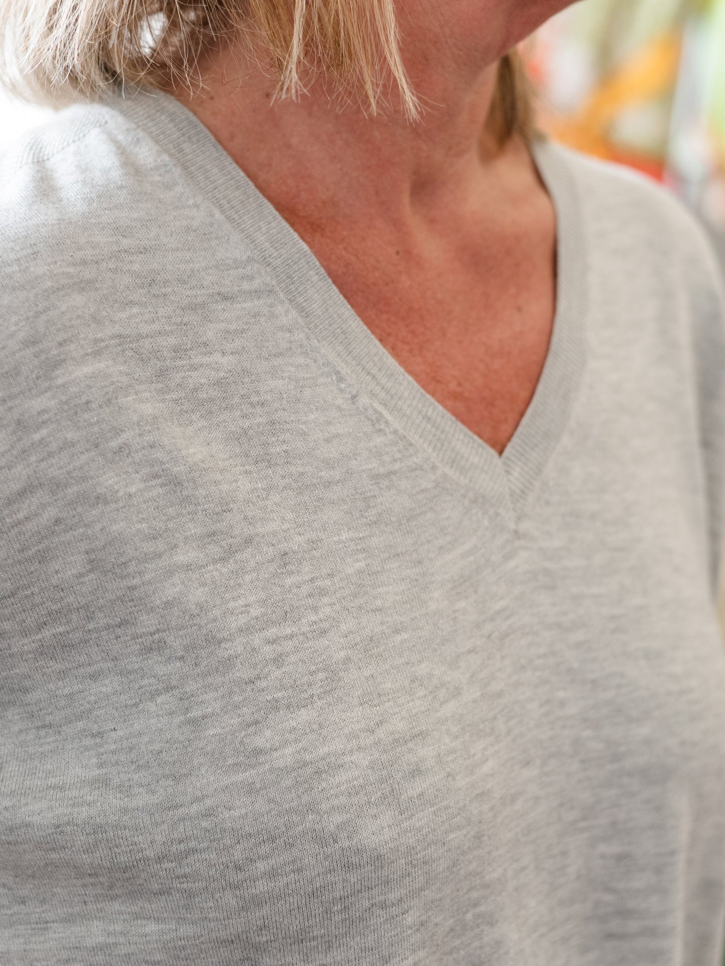 Cuffed Dolman Sleeve V-Neck Top Marl by Zaket & Plover