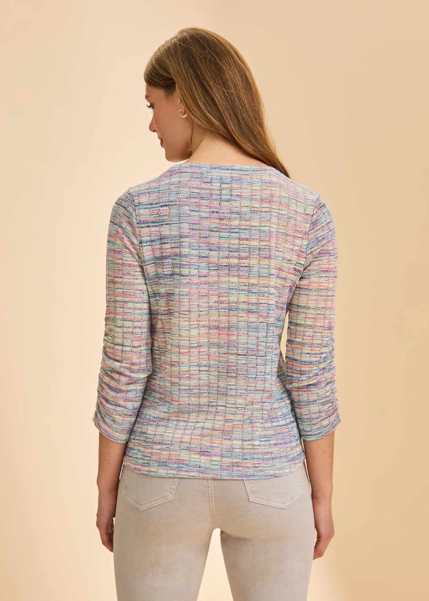 3/4 Sleeve V-Neck Top Rainbow by FDJ