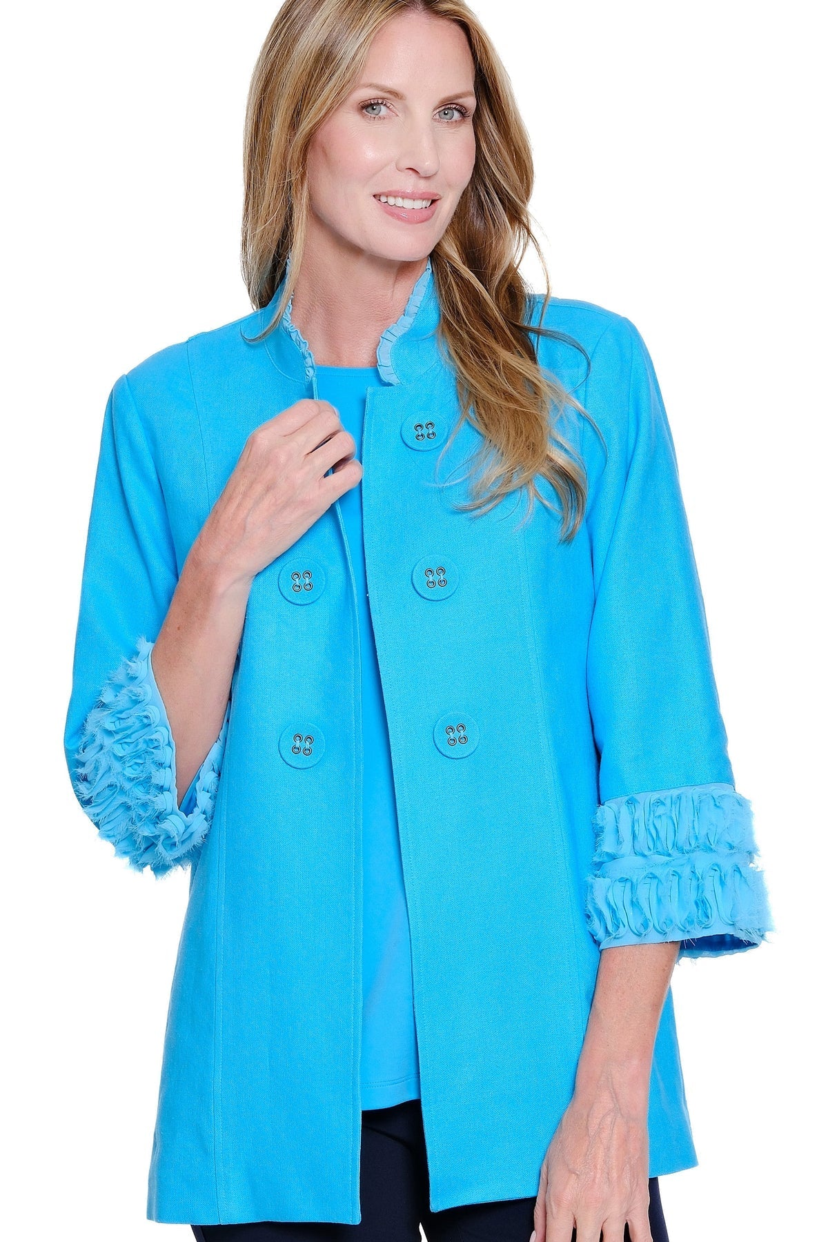 3/4 Sleeve Stand Collar Lined Jacket by Multiples