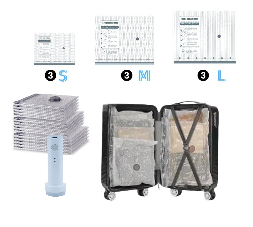 🔥 X7 Cordless Travel Vacuum Bag Set